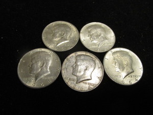 lot 64 image: 1964 Kennedy Half Dollars