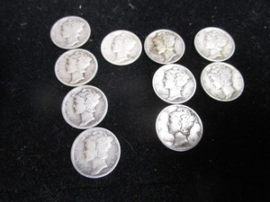 lot 90 image: Mercury Dimes