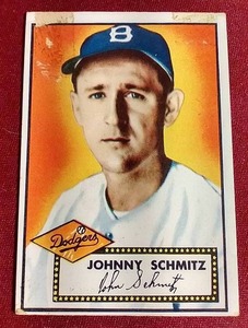 lot 13 image: 1952 Topps Johnny Schmitz Card