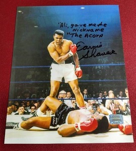 lot 27 image: Earnie Shavers Autographed & Inscribed Photo - Ali Fight