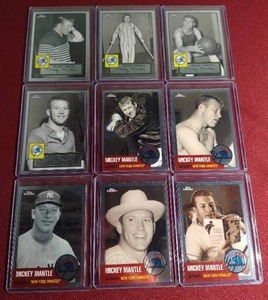 lot 28 image: (9) Topps Chrome Mickey Mantle Insert Cards