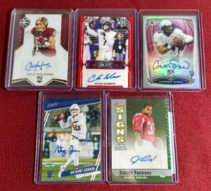 lot 47 image: (5) Autographed Football Rookie Cards