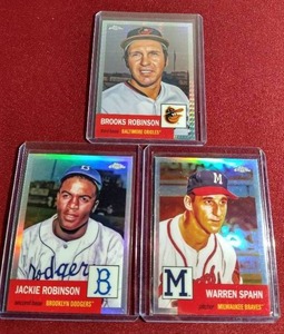 lot 55 image: (3) 2022 Topps Heritage Baseball Legends Refractor Cards