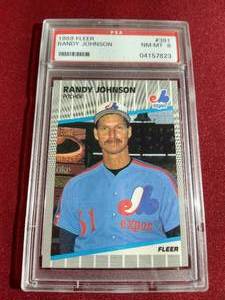 lot 94 image: 1989 Fleer Randy Johnson Rookie Card - PSA 8