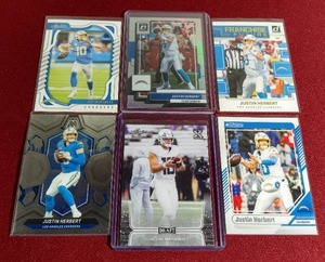 lot 102 image: (6) Justin Herbert Cards - Includes Prizm & Rookie