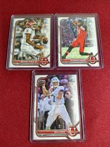 lot 129 image: (3) Bowman QB 1st Bowman Cards