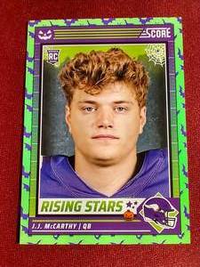 lot 156 image: 2024 Score-A-Treat JJ McCarthy Rookie - Green Bats SP