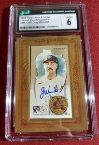 lot 159 image: 2023 Allen & Ginter Greg Weissert Autograph Rookie Card - CGC 6