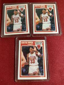lot 173 image: (3) 1989-90 Fleer Scottie Pippen 2nd Year Cards