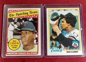 lot 174 image: (2) Vintage Rod Carew Cards