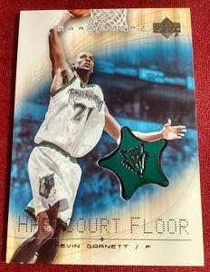 lot 217 image: 2003-04 Upper Deck Hardcourt Kevin Garnett Game-Used Floor Card