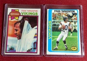 lot 219 image: (2) Vintage Fran Tarkenton Cards