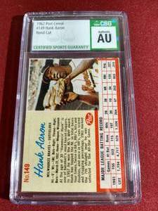 lot 227 image: 1962 Post Cereal Hank Aaron Card - Certified Authentic