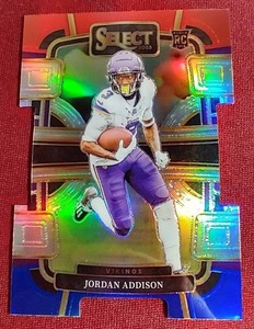 lot 237 image: 2023 Select Jordan Addison RedWhiteBlue Die-Cut Rookie Card
