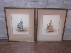 lot 29 image: (LRB) 2 Framed Vintage Colored Lith...