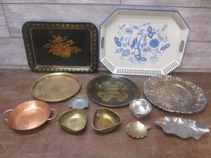 lot 47 image: (LRB) Assorted Vintage Metal Trays ...