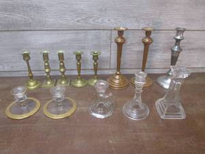 lot 49 image: (LRF) Assorted Vintage Candle Holde...