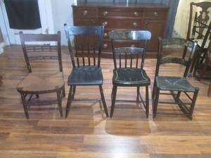 lot 19 image: (LRF) 4 Vintage Wood Chairs - 1 Is ...