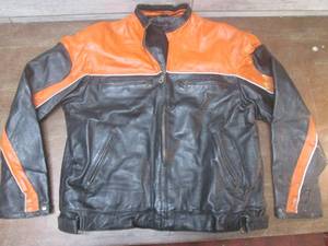 lot 131 image: (K) Black and Orange Leather Jacket...