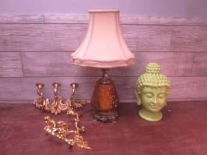 lot 142 image: (K) Vintage Lamp, Buddha Head Figur...