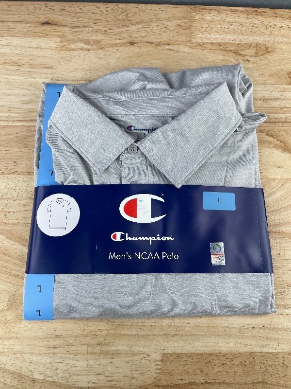 lot 65M image: Champion Mens NCAA NDSU Bison Gray Polo Shirt Size Large - Brand New