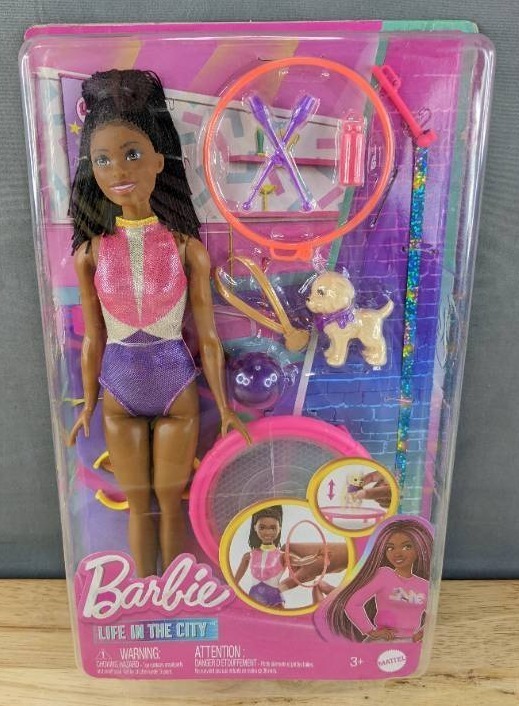 lot 77C image: Brand New Mattel Barbie Brooklyn Life in The City Gymnast Doll