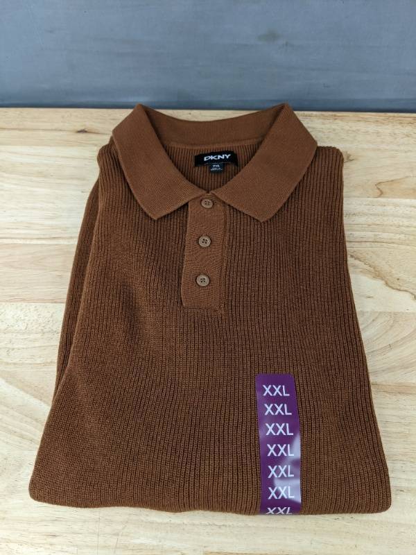lot 32M image: DKNY Brown Cotton Sweater Pullover XXL $89.50 Retail - Brand New