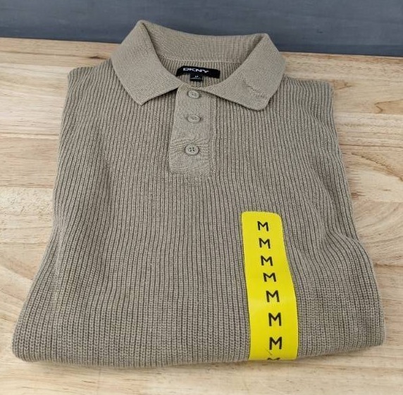 lot 663 image: DKNY Mens Cream Sweater Pullover Medium $89.50 Retail - Brand New