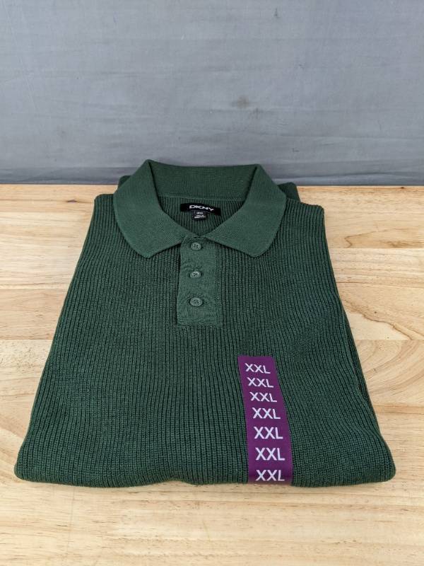 lot 105L image: DKNY Polo Shirt XXL Green - Brand New