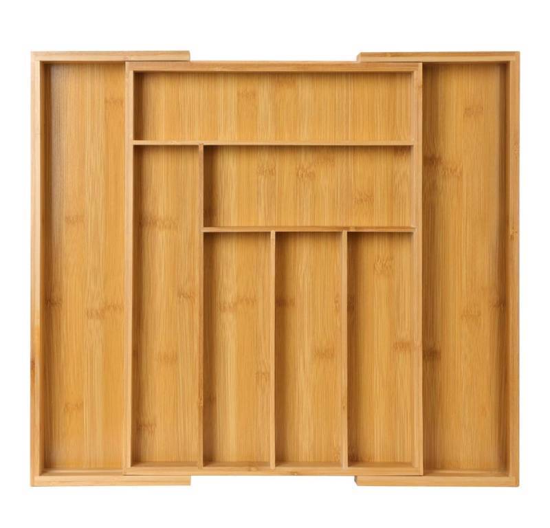 lot 79C image: Brand New Pipishell Bamboo Expandable Drawer Organizer for Utensils $39.99 Retail L