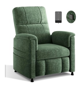 lot 11M image: Amada Power Recliner Chair for Adults, Chenille Electric Reclining Chair for Small Spaces with Remote & Side Pockets, Thick Seat Cushion for Home Theater, RV, Living Room & Bedroom, Chenille Green $190 Retail - New L