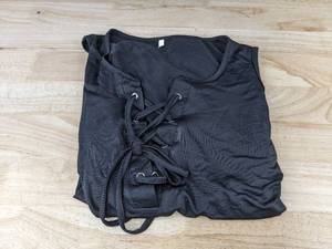 lot 171 image: Womens Top Black Lace-Up Front, Size XL - Brand New