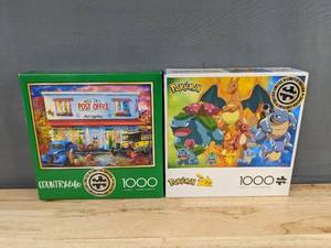 lot 172 image: 2 Buffalo Games Puzzles Country Life 1000pc & Pokemon 1000pc