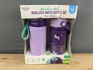 lot 49D image: 2 Bentgo Kids Stainless Steel Insulated Water Bottles - Brand New