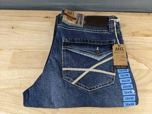 lot 59D image: Axel Brand Mens Slim Boot Stretch Jeans 32x30, Blue Denim - Brand New