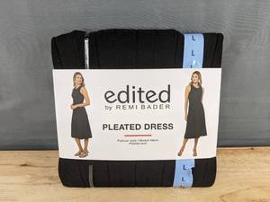 lot 242 image: Edited by Remi Bader Womens Pleated Dress, L, Black - Brand New