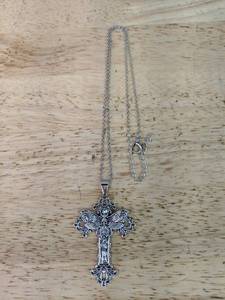lot 402 image: Cross Pendant Necklace - Ornate Filigree, Silver-Tone - Brand New P