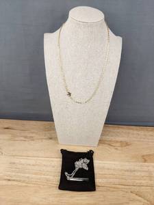 lot 172D image: 19-in Gold-Tone Bead Necklace & 26-in Silver I Love You 3000 Pendant Necklace - Brand New