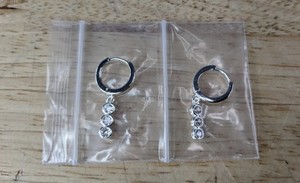 lot 695 image: Silver Dainty Hoop Earrings with Crystal Drops - Brand New