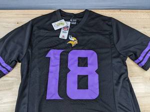 lot 46D image: NFL Players Team Apparel Minnesota Vikings Jefferson Jersey #18, Mens Small $49.99 Retail - Brand New