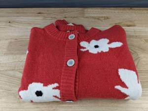 lot 355 image: Universal Threads Womens Cardigan Red Floral Print Knit Sweater Medium - Brand New