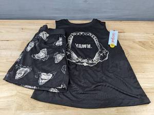 lot 362 image: Cat and Jack Sleep Tank Top & Shorts Set in Black Youth Medium 8 - Brand New