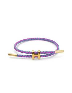 lot 372 image: 2 Bracelets Braided Pink & Purple Rope With Gold H Clasp - Brand New
