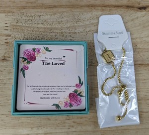 lot 377 image: Stainless Steel I Initial Bracelet, Gold in Color - Brand New