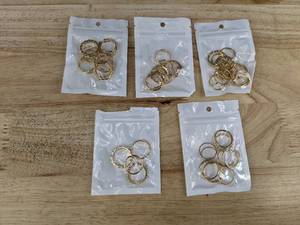 lot 387 image: 5 Gold-Tone Ring Assortment Packs - Brand New