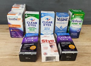 lot 391 image: 11 Eye Drop and Eye Relief Items - Brand New