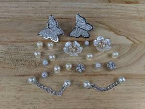 lot 509 image: 20 Croc Shoe Charms - Butterfly & Flower Set With Pearls - Brand New