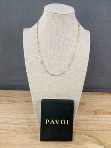 lot 157D image: Pavoi Paper Clip 16 Necklace 14K Gold Plated - Brand New