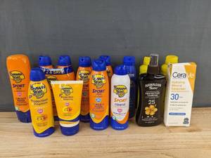 lot 580 image: 14 Sunscreens Banana Boat & Coppertone & Hawaiian Tropic & Neutrogena & CeraVe - New