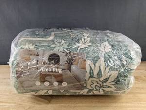 lot 27D image: 8 ft x 10 ft Floral Teal Area Rug - Brand New L